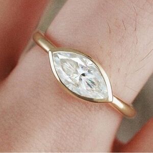 14k Gold Bezel 1 ct Marquise Solitaire Ring